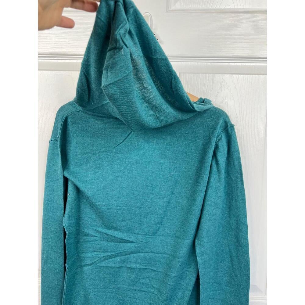 Full Tilt Hooded Top Long Sleeve Size M Teal Green Pullover Casual Deep V-Neck - Picture 6 of 8
